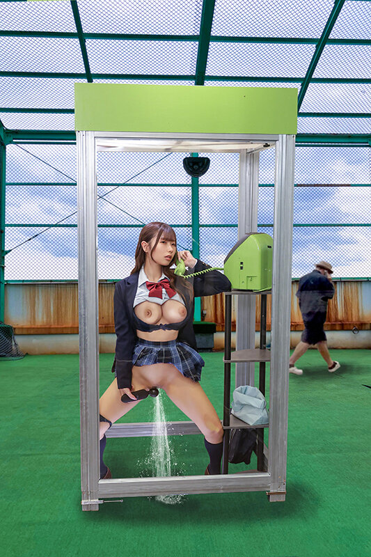 公衆電話ボックス360度 顔面最強美乳J〇きき乳首チャレンジ 画像1