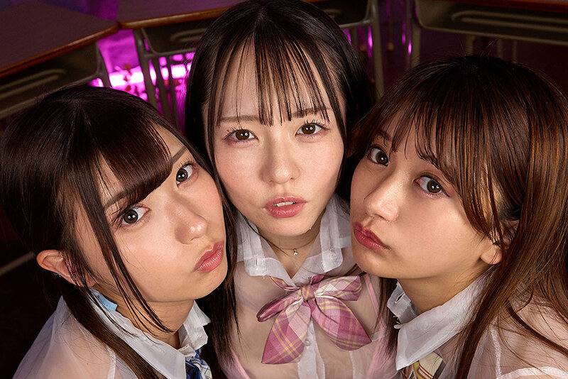 【VR】クラスの三連アイドルに包囲され、赤ちゃん精子が濃縮するまで焦らされるトライアングル中出し管理 画像7